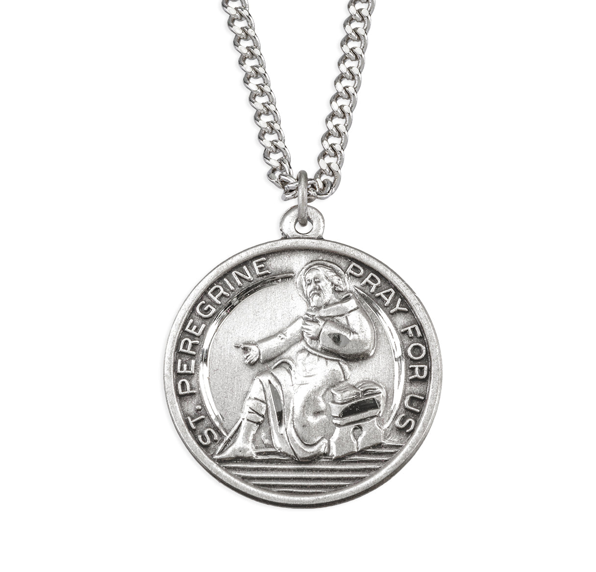 Sterling Silver Saint Peregrine Pray For Us Medal
