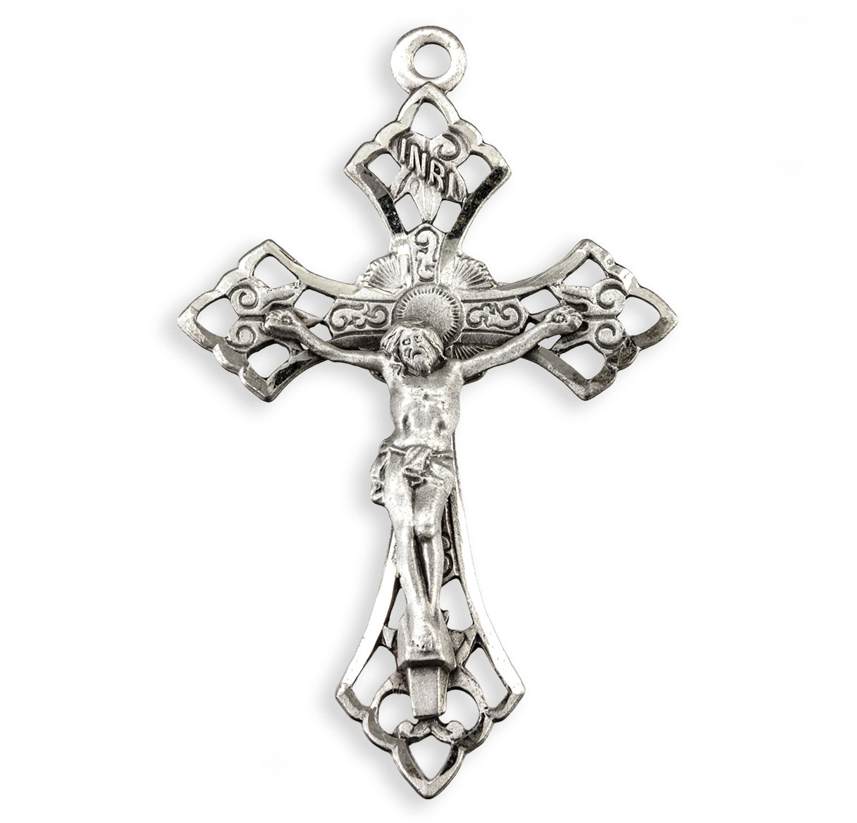 Sterling Silver Large Pierced Filigree Crucifix with Vine Formed Layout 24"