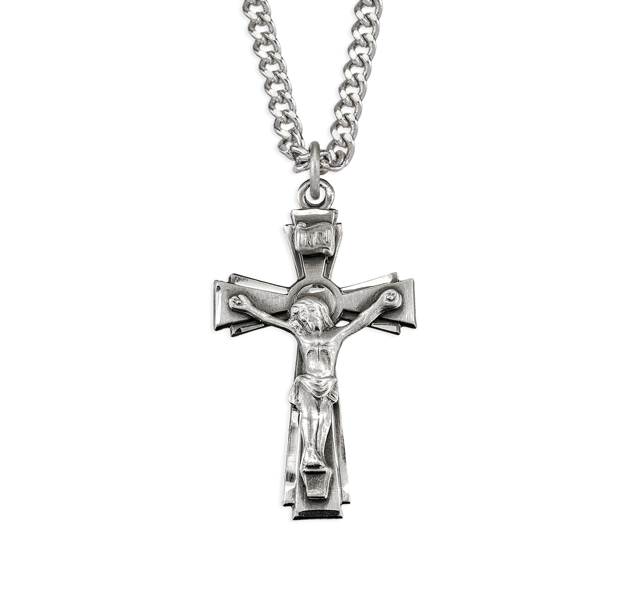 Sterling Silver Cross on Cross Flaired Crucifix 24"