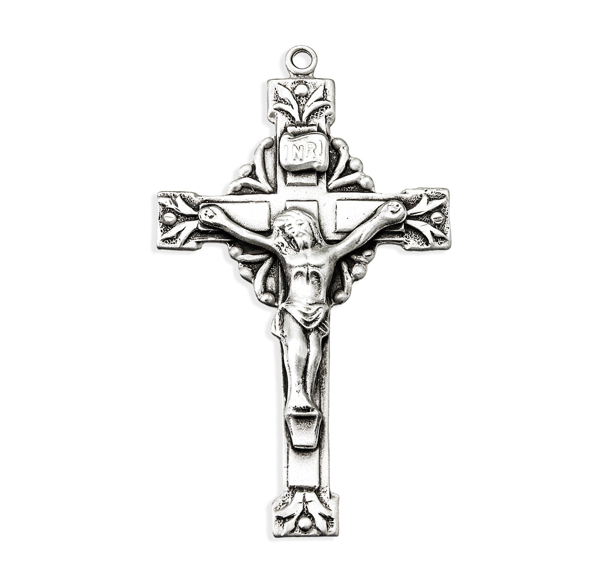 Sterling Silver Baroque Carved Crucifix 24"