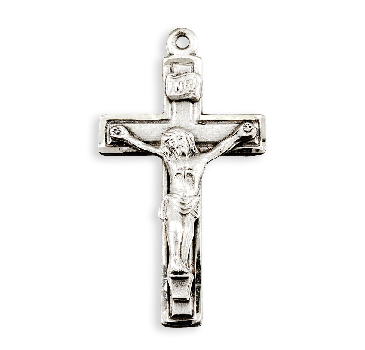 Sterling Silver Cross Border Crucifix 24"