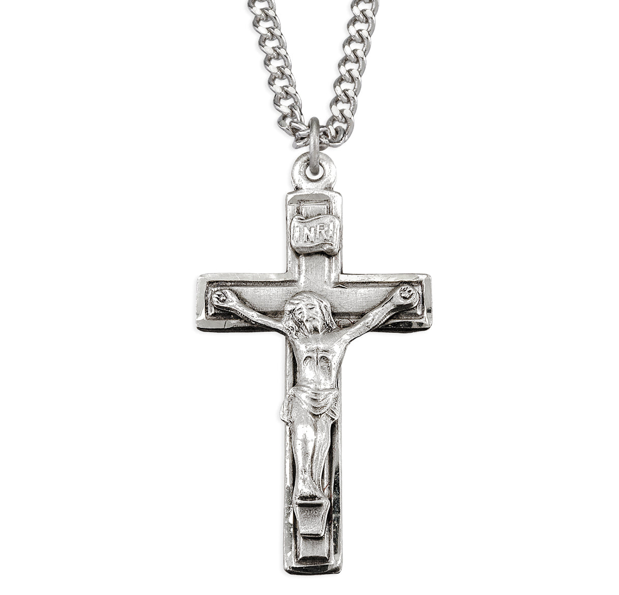 Sterling Silver Cross Border Crucifix 24"