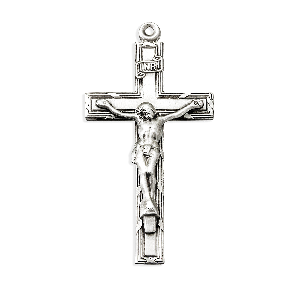 Sterling Silver Engraved Edging Crucifix 24"