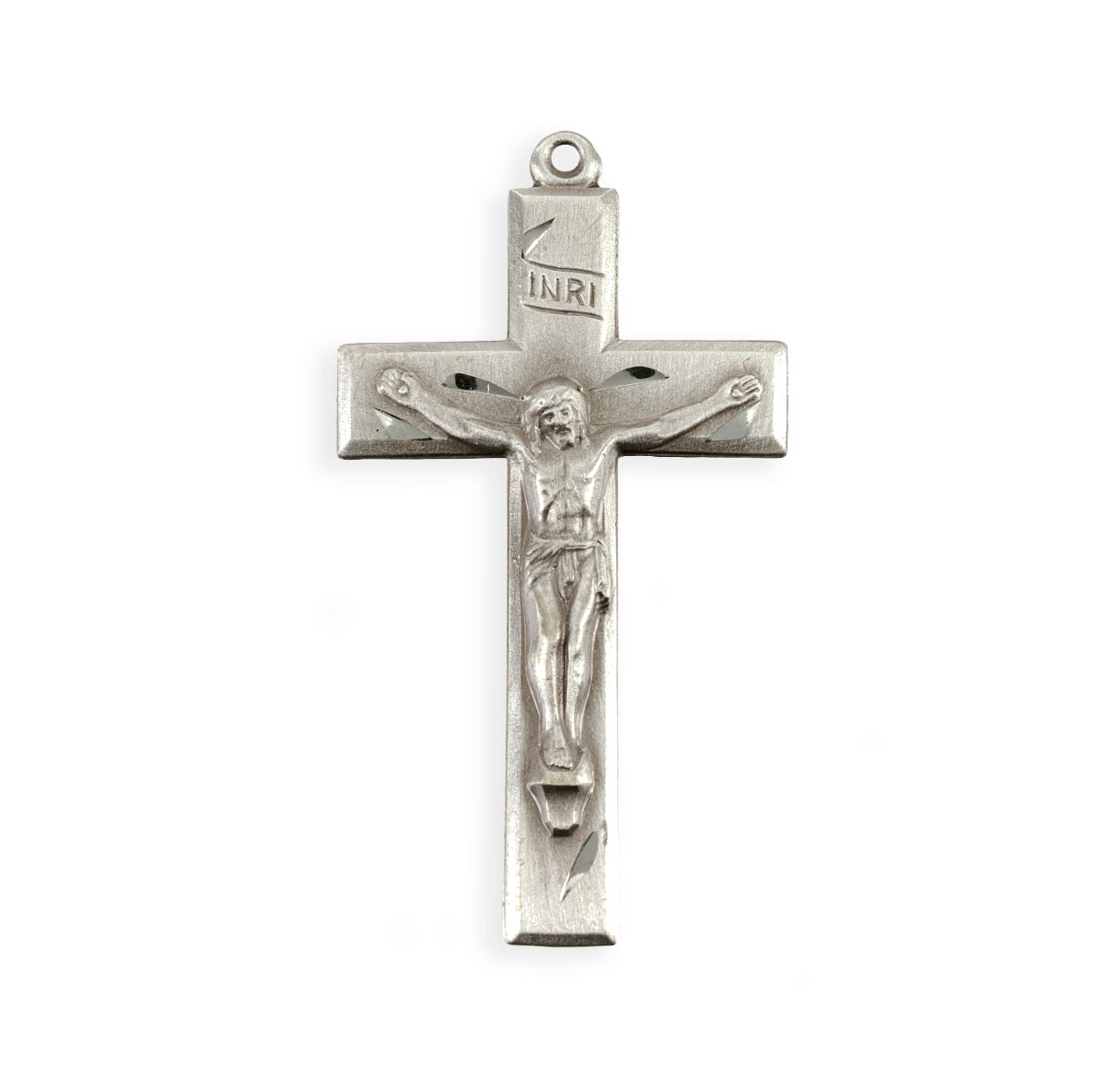 Sterling Silver Beveled Edge Plain Latin Style Crucifix 24"