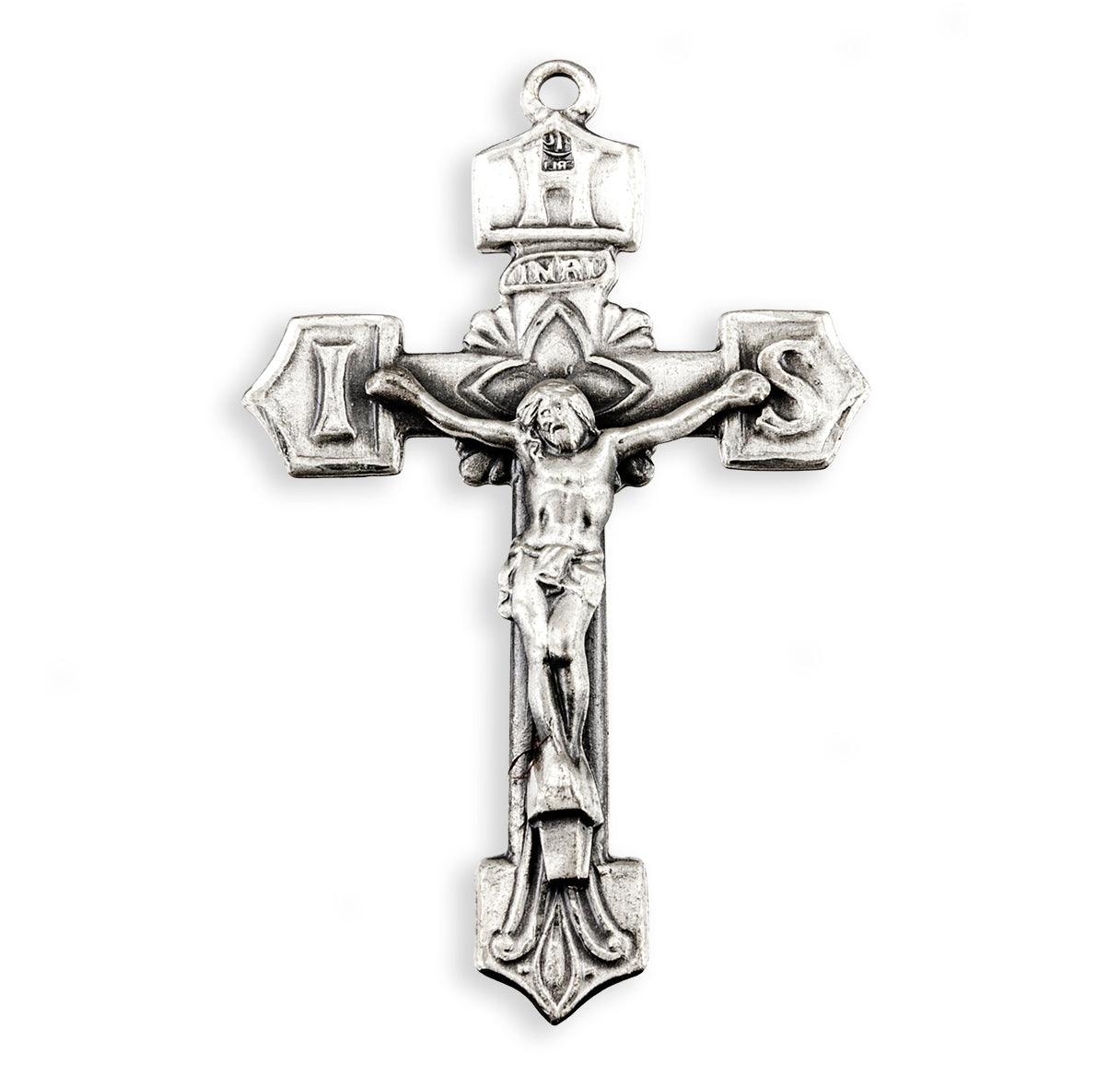 Sterling Silver "IHS" Crucifix with Sunburst Center 24"