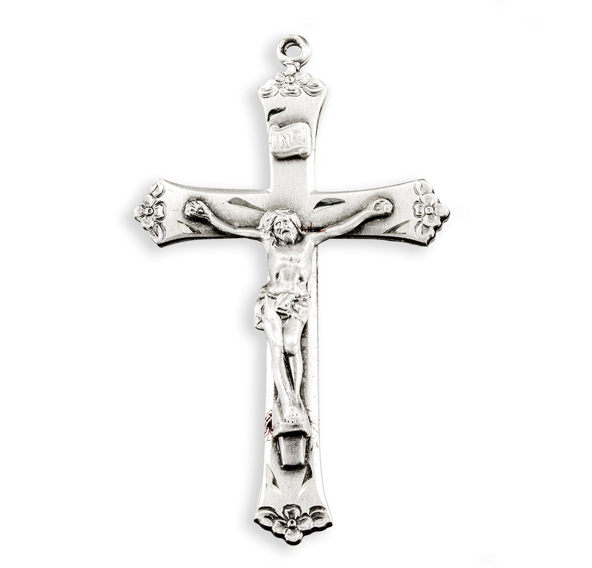 Sterling Silver Crucifix with Flowered Tips 24"