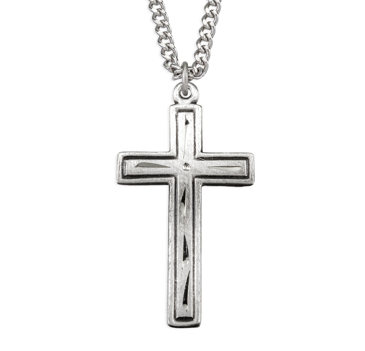 Sterling Silver Engraved Cross in Cross simple