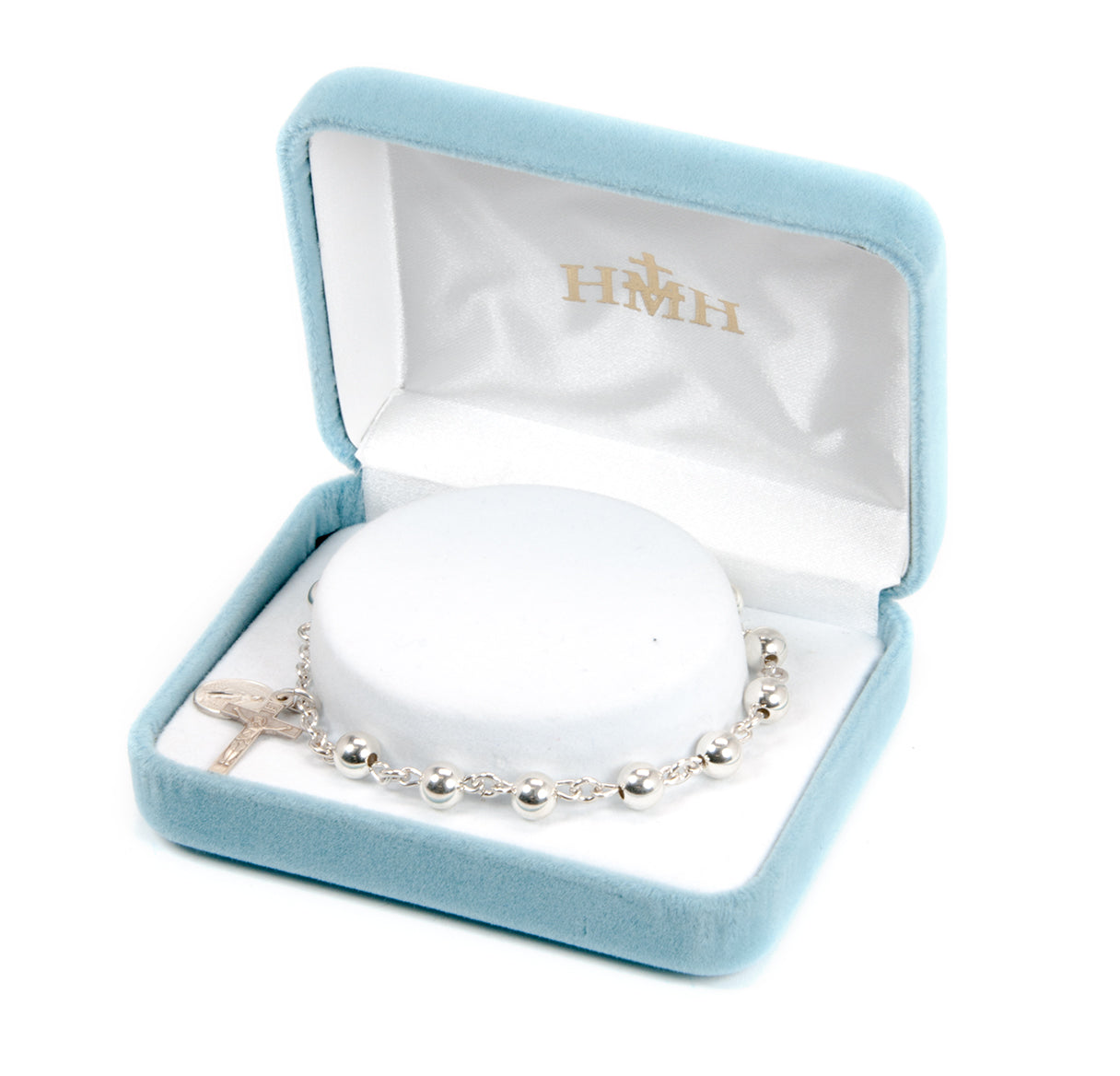 High Polished Round Sterling Silver Rosary Bracelet | .925 Silver