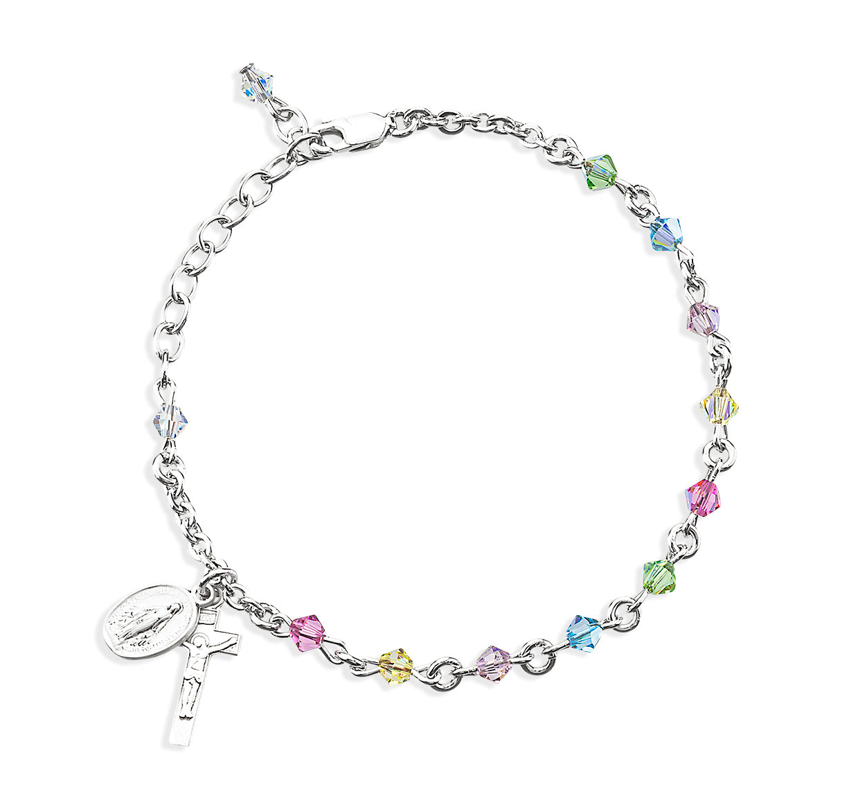 Rosary Bracelet Created with 4mm Multi-Color Finest Austrian Crystal Rondelle Beads by HMH