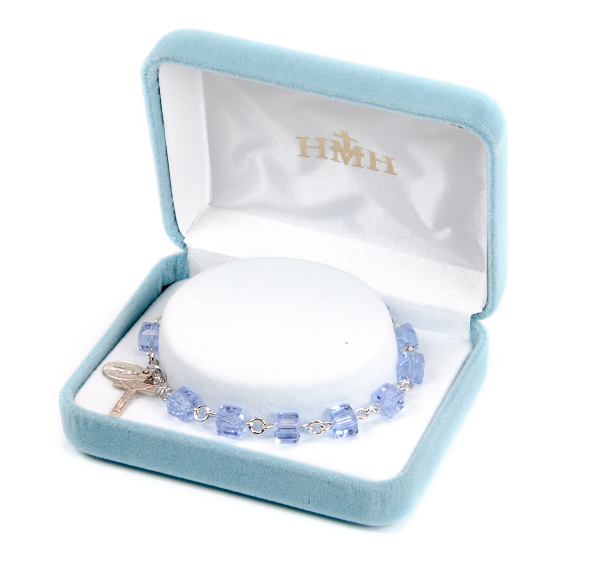 Violet Cube Sterling Silver Rosary Bracelet