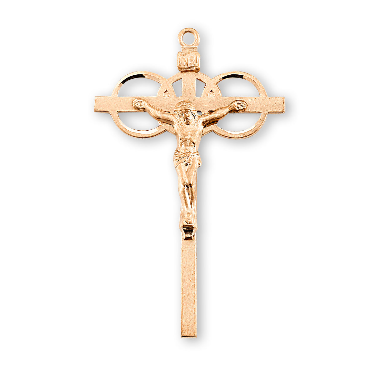 Three Ring Gold Over Sterling Silver Wedding Crucifix | 16kt Gold Plated .925 Silver