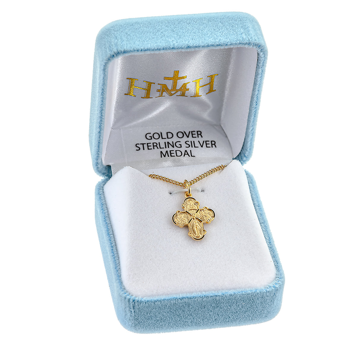 Gold Over Sterling Silver Small 4-Way Medal