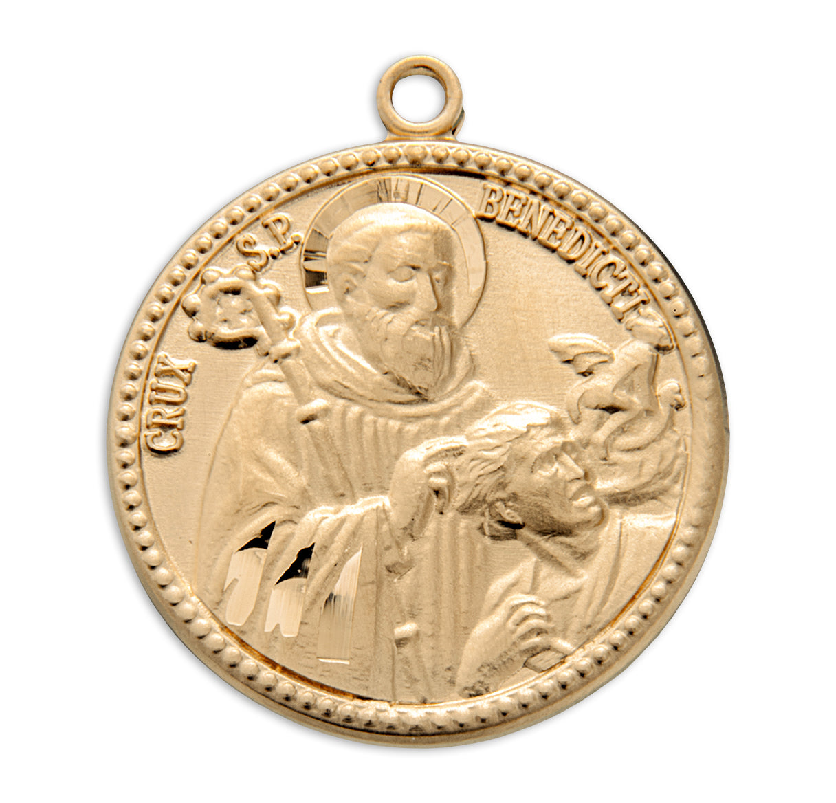 Saint Benedict Round Gold Over Sterling Silver Medal