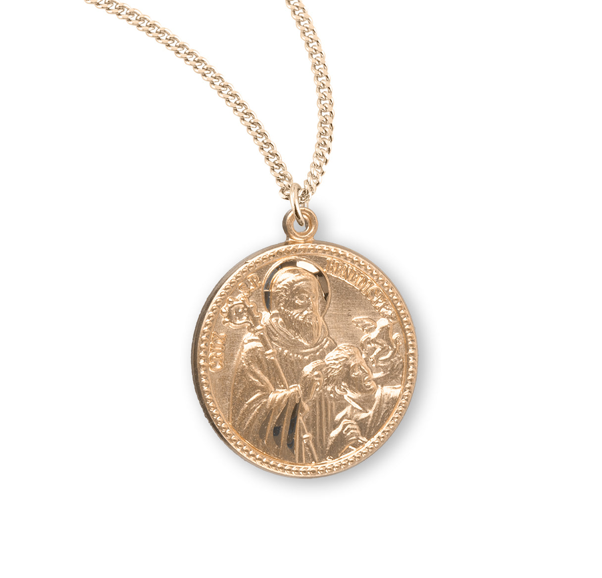 Saint Benedict Round Gold Over Sterling Silver Medal