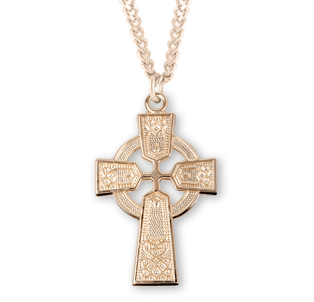Gold Over Sterling Silver Irish Celtic Cross Pendant | 16kt Gold Plated .925 Silver