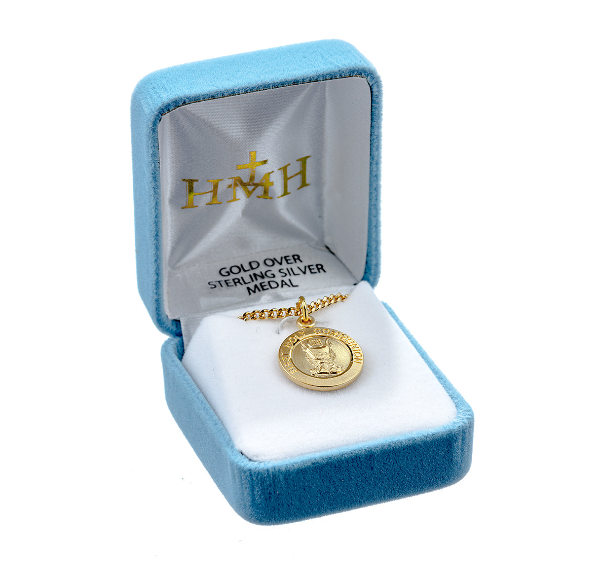 Gold Over Sterling Silver First Holy Communion Pendant | 16kt Gold Plated .925 Silver