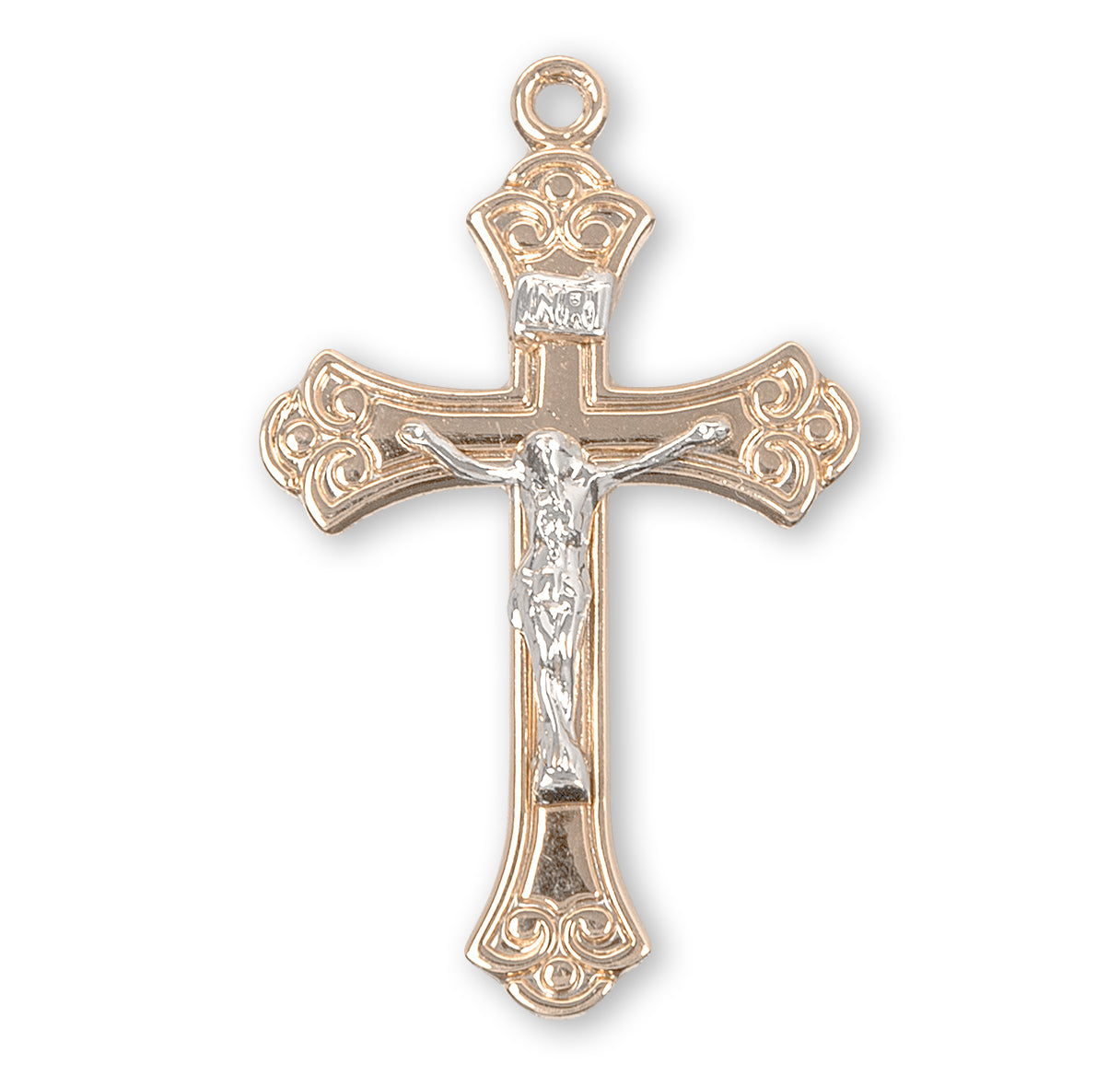 Swirled Gold Over Sterling Silver Two Toned Crucifix