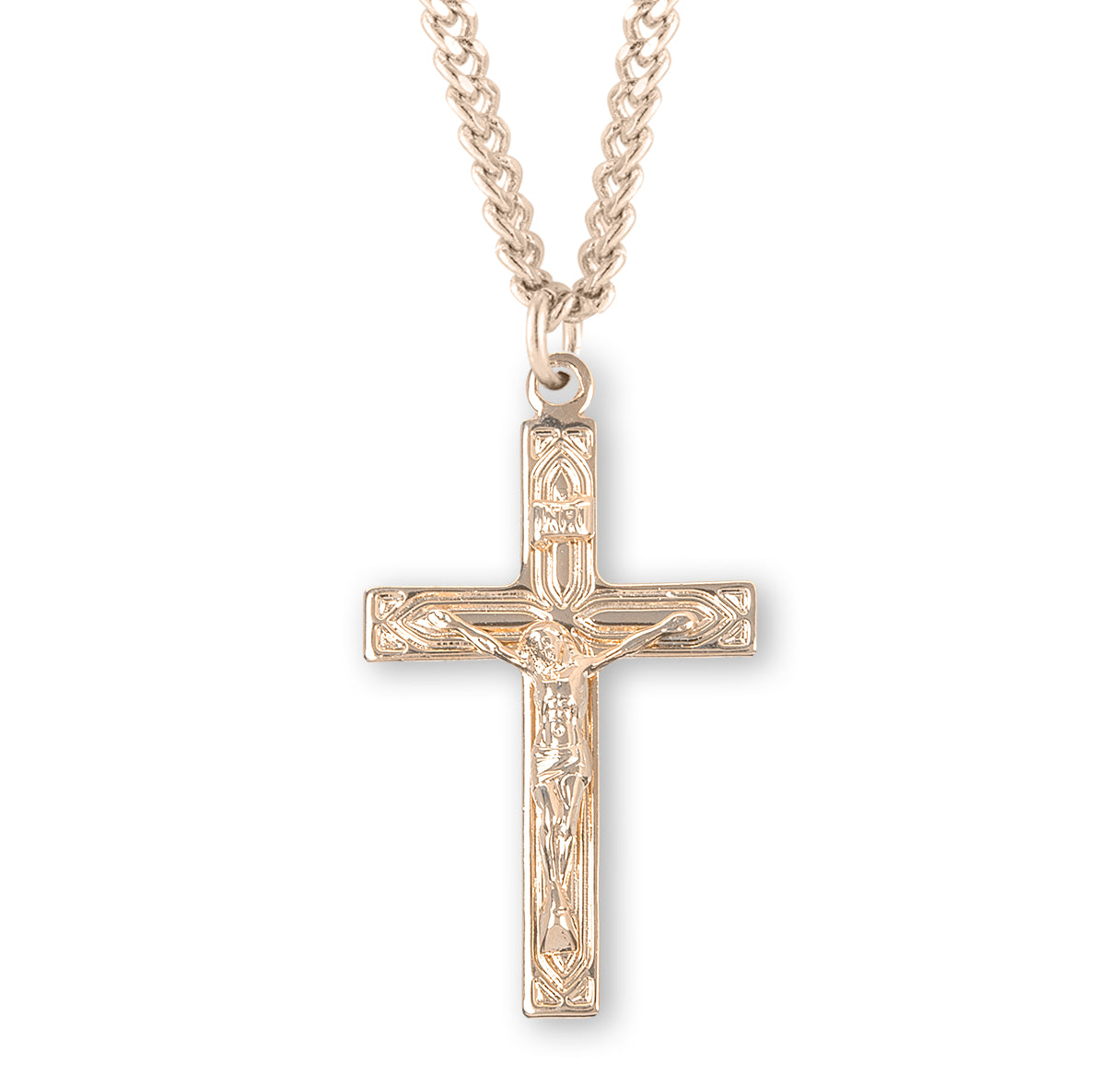 Art Deco Style Gold Over Sterling Silver High Polished Crucifix