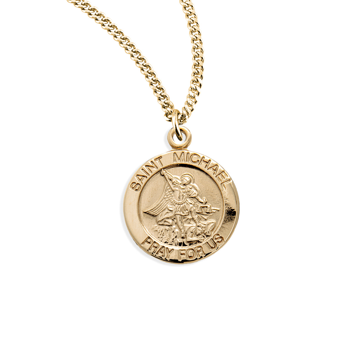 Patron Saint Michael Round Gold Over Sterling Silver Medal