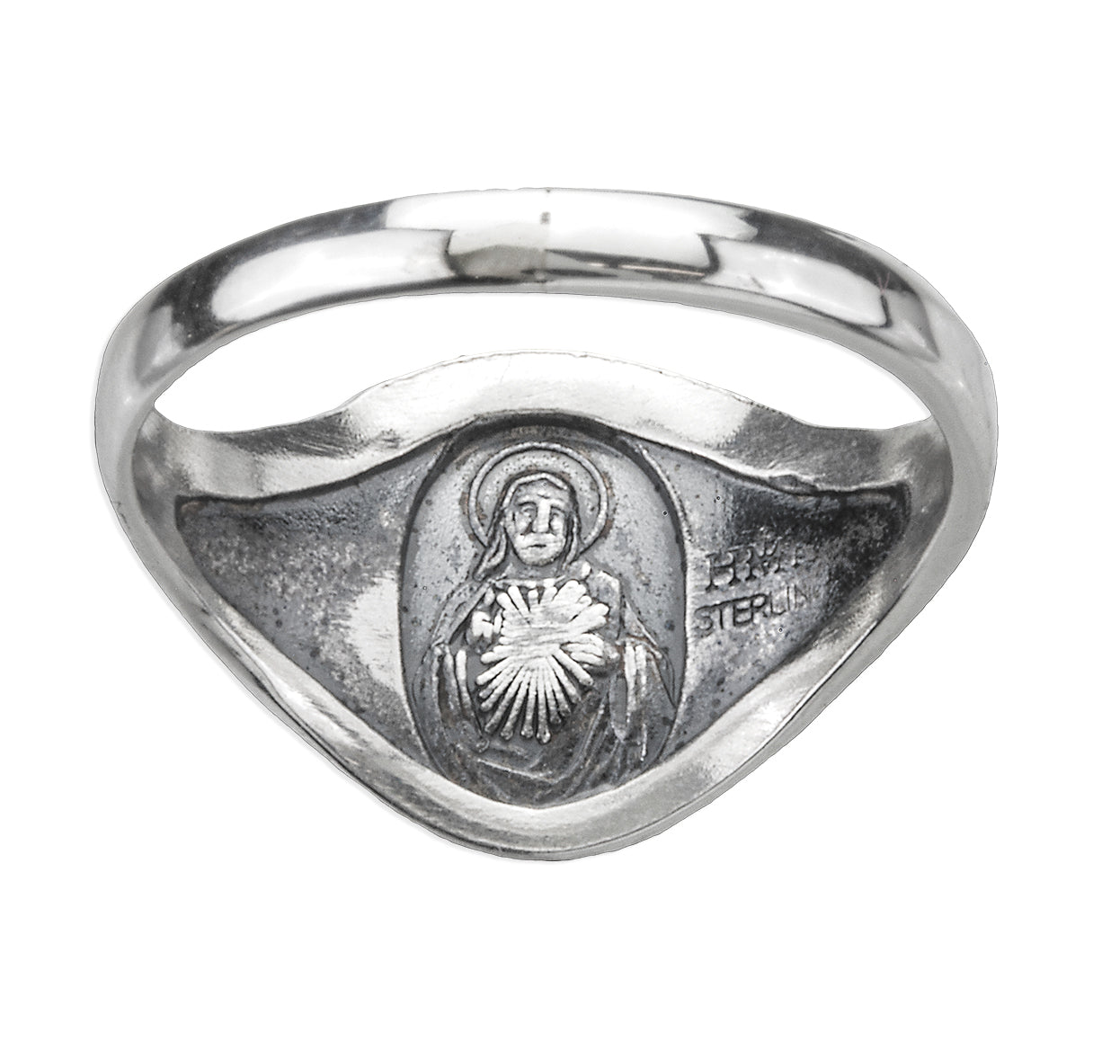 Sterling Silver Our Lady of Perpetual Help Ring with Sacred Heart Inside