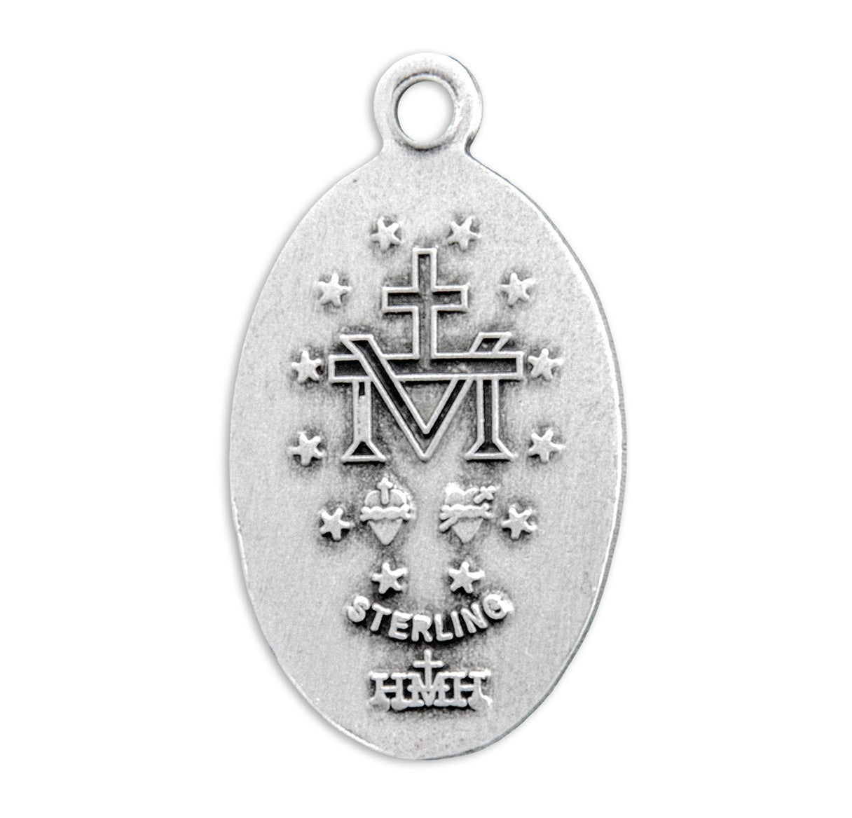 Sterling Silver Oval Miraculous Medal Pendant with Chain
