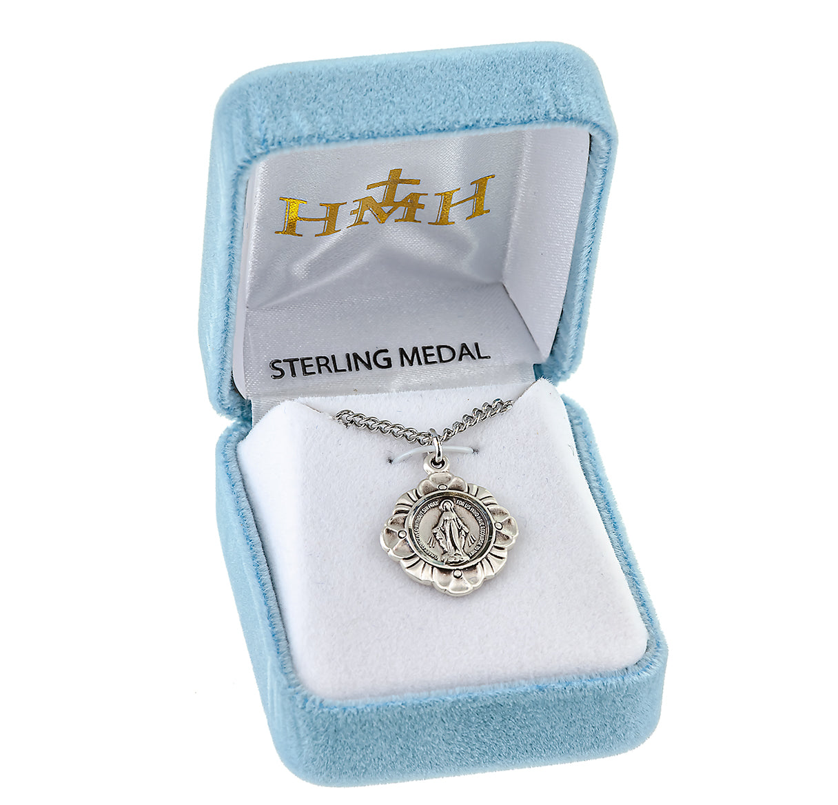 Sterling Silver Miraculous Medal Pendant with Chain