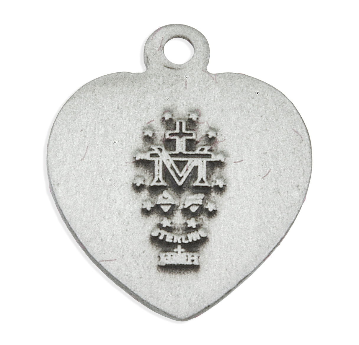 Sterling Silver Heart Shape Miraculous Medal Pendant with Chain
