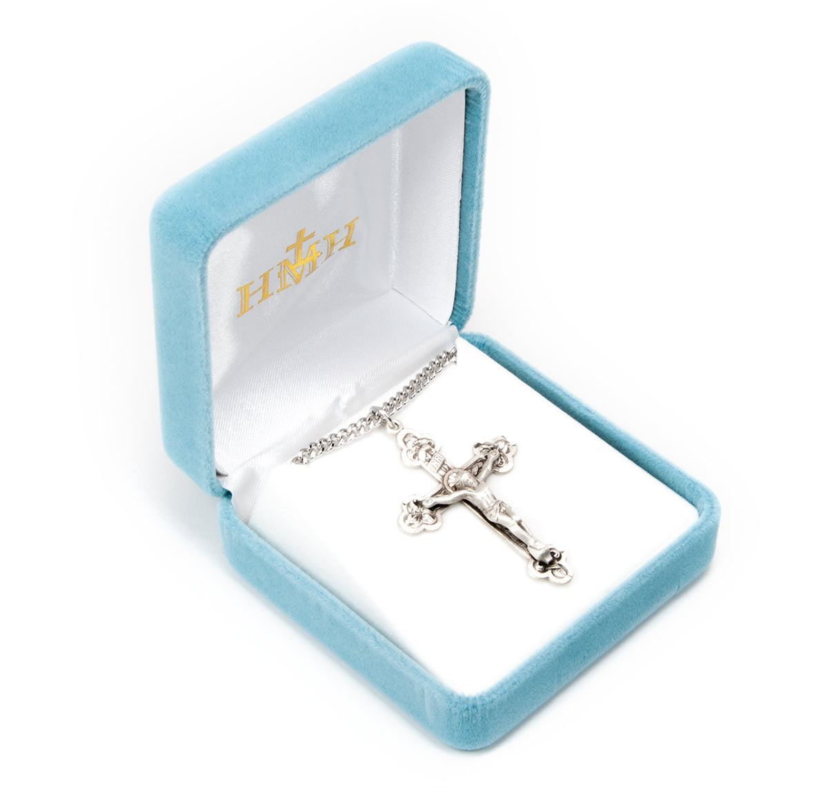 Reliefed Leaf Sterling Silver Crucifix