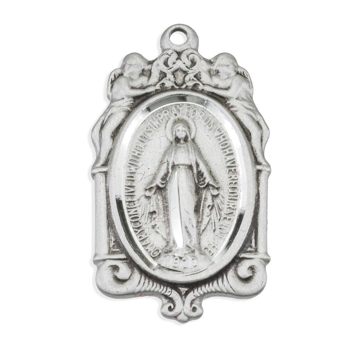 Sterling Silver Miraculous Medal Pendant with Chain