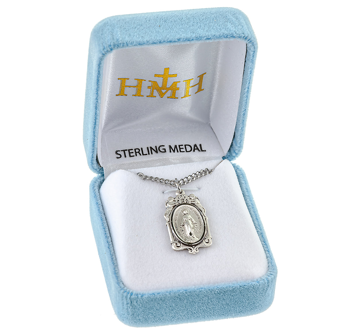 Sterling Silver Miraculous Medal Pendant with Chain