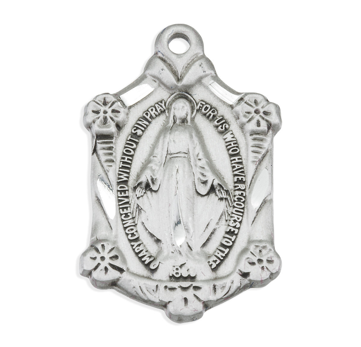 Sterling Silver Miraculous Medal Pendant with Chain