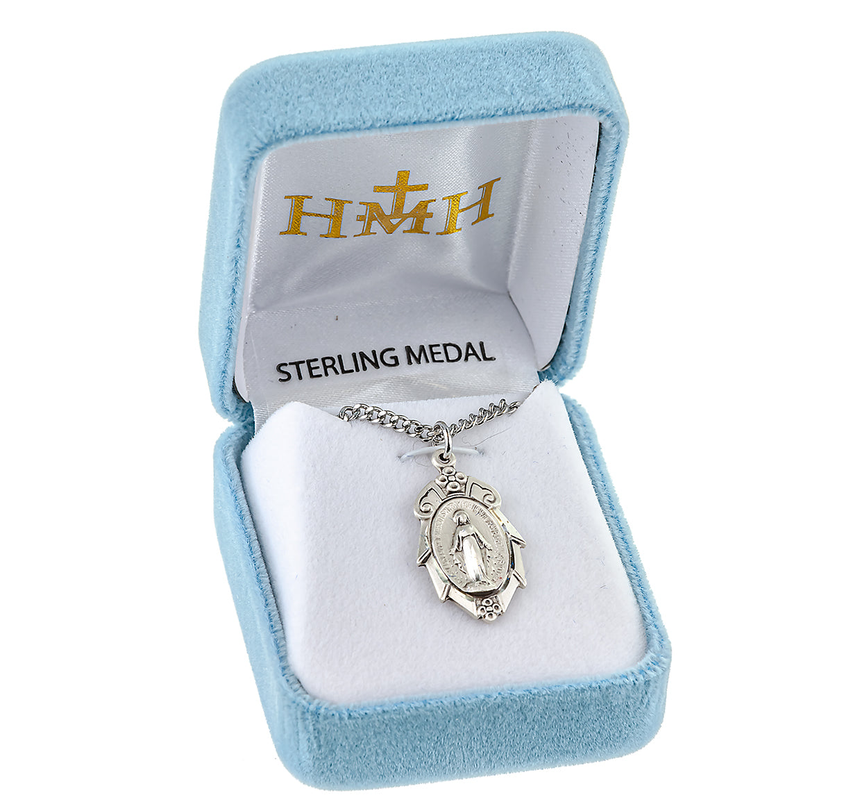 Sterling Silver Miraculous Medal Pendant with Chain