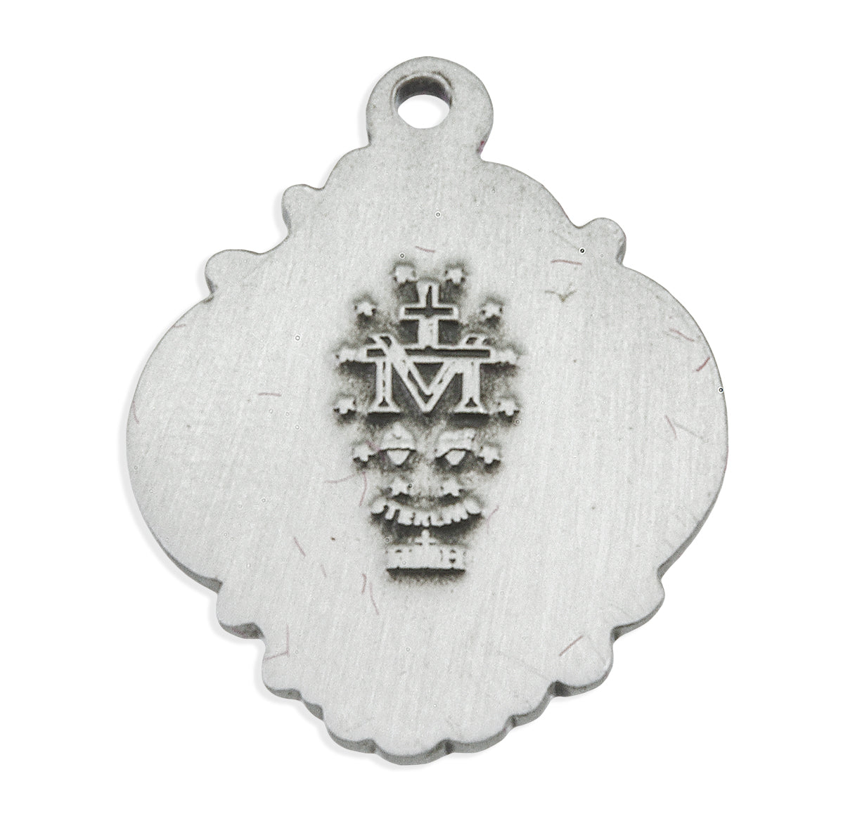 Sterling Silver Fancy Baroque Style Miraculous Medal Pendant with Chain