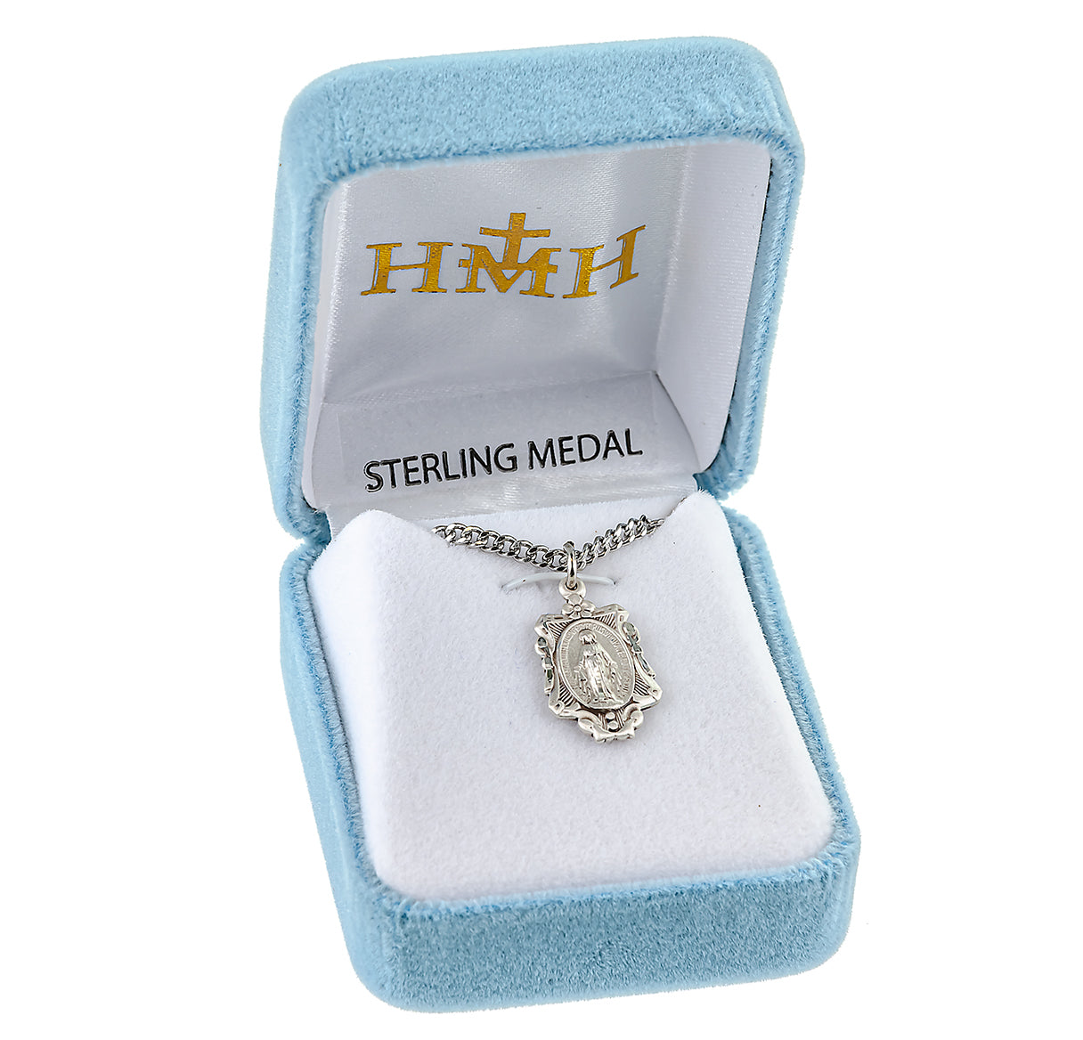 Sterling Silver Miraculous Medal Pendant with Chain