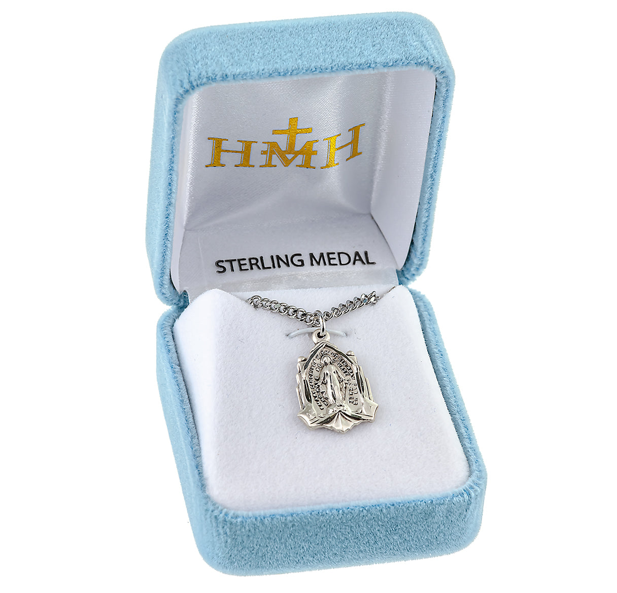 Sterling Silver Miraculous Medal Pendant with Chain