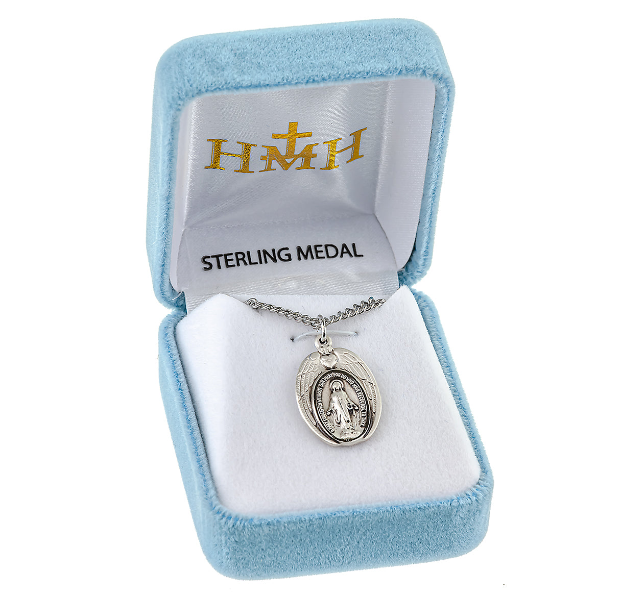 Sterling Silver Miraculous Medal Pendant with Chain