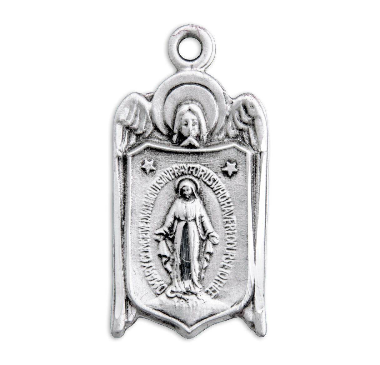 Sterling Silver Miraculous Medal Pendant with Chain