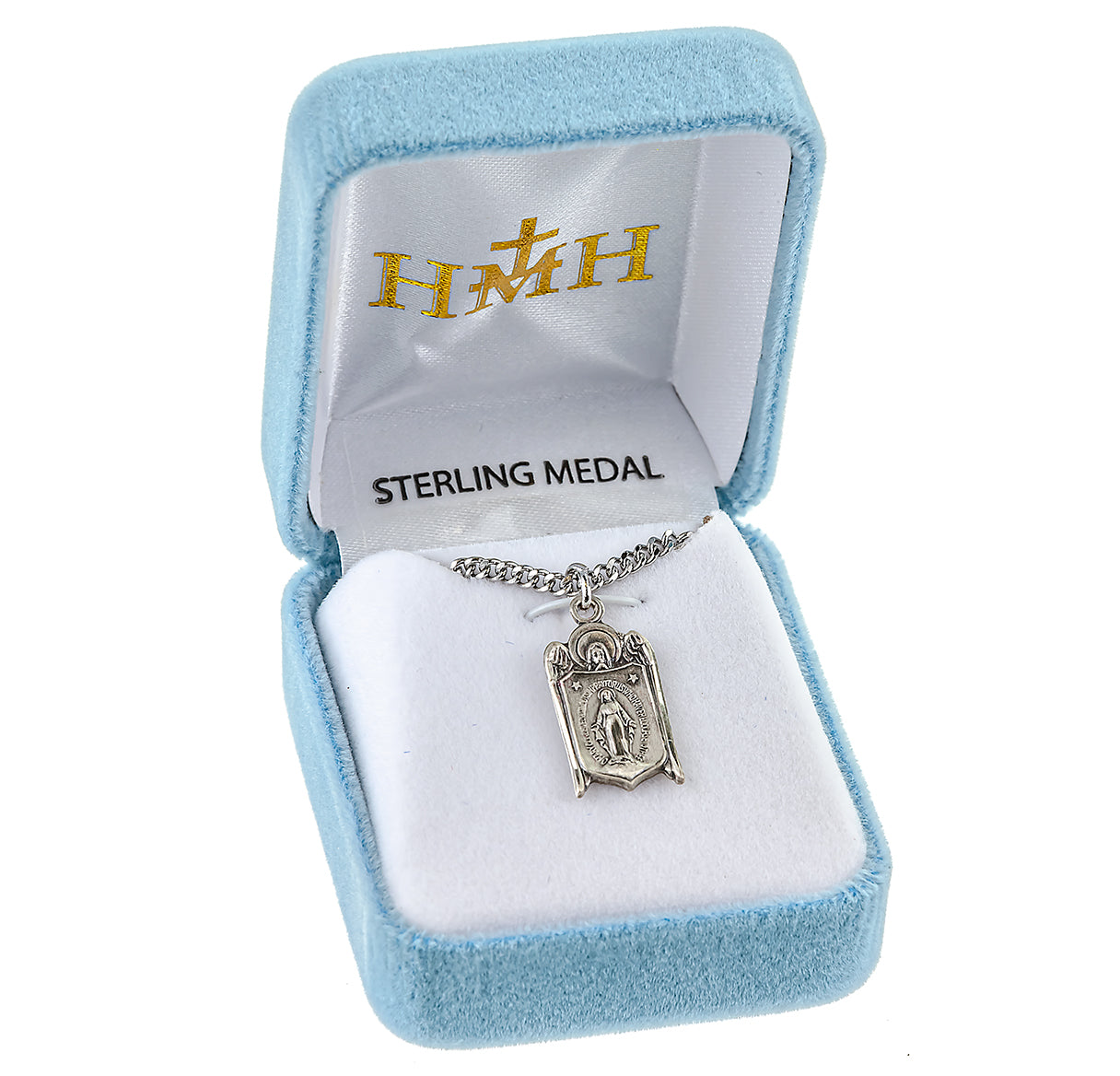 Sterling Silver Miraculous Medal Pendant with Chain