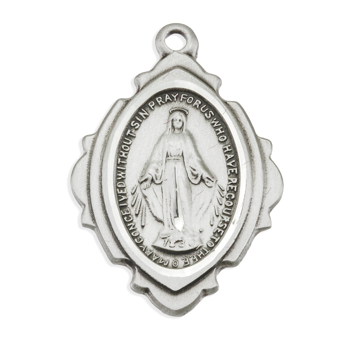 Sterling Silver Miraculous Medal Pendant with Chain