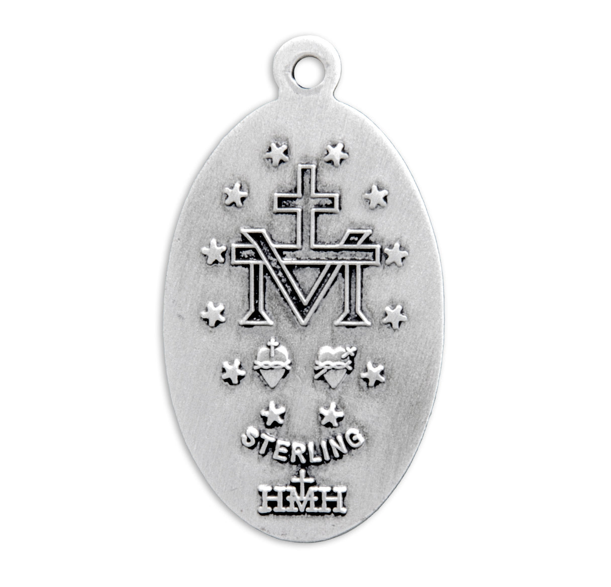Sterling Silver Oval Miraculous Medal Pendant with Chain