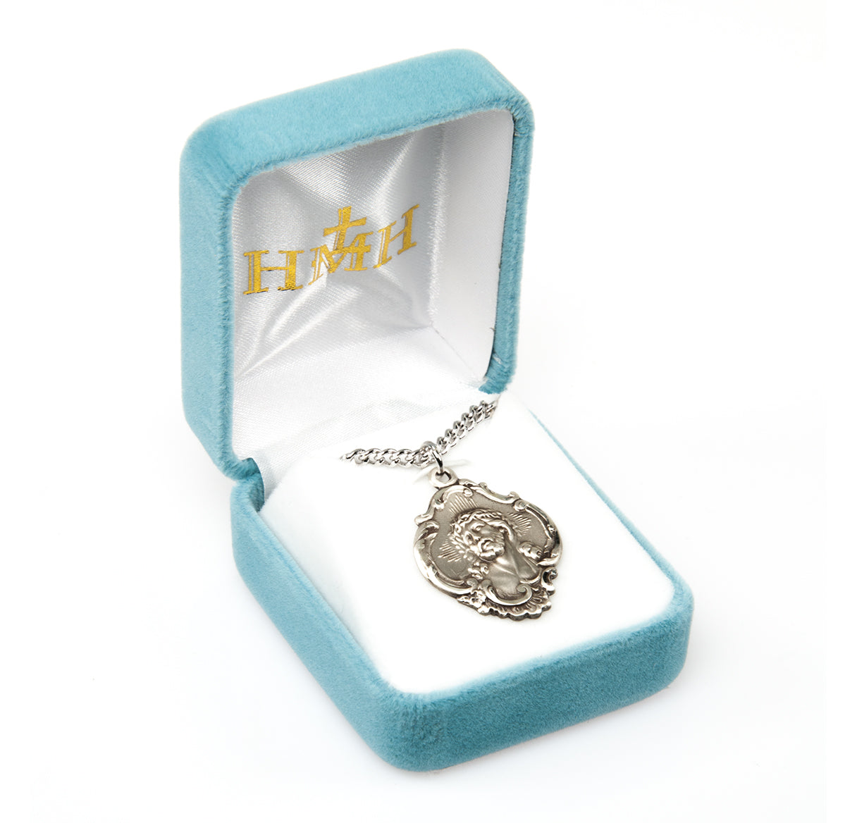Sterling Silver Fancy Baroque Style "Crown of Thorns" Medal Pendant with Chain