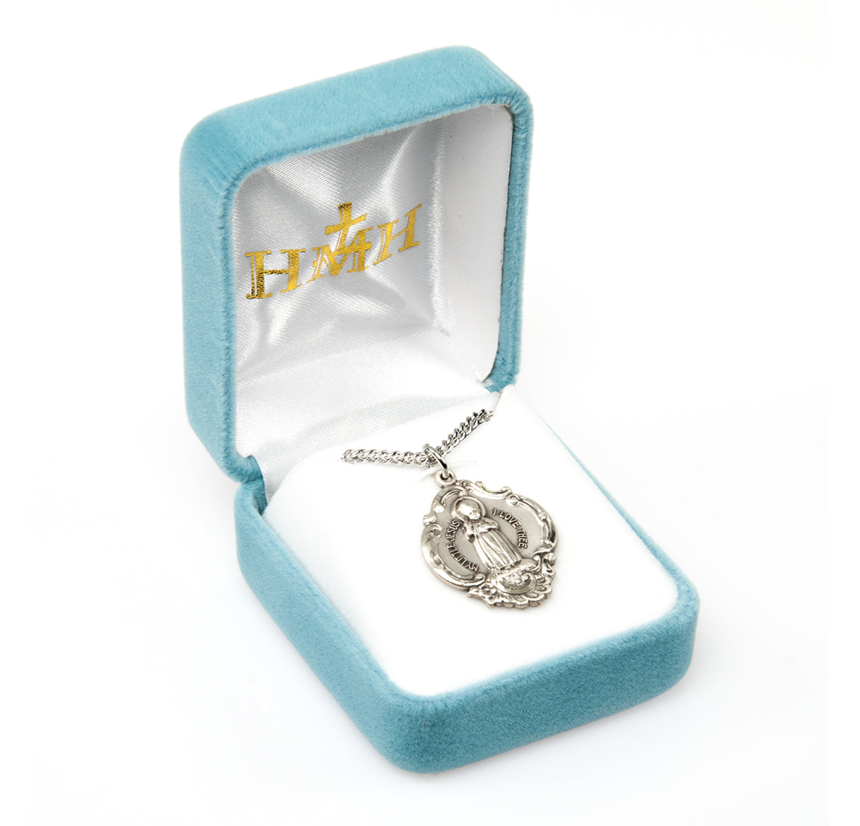 Infant Jesus Sterling Silver Medal Pendant with Chain