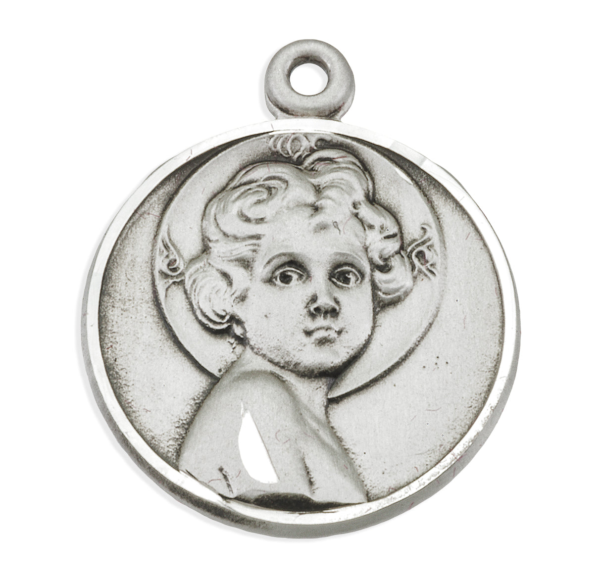Sterling Silver "Light of the World" Round Infant Jesus Medal Pendant with Chain