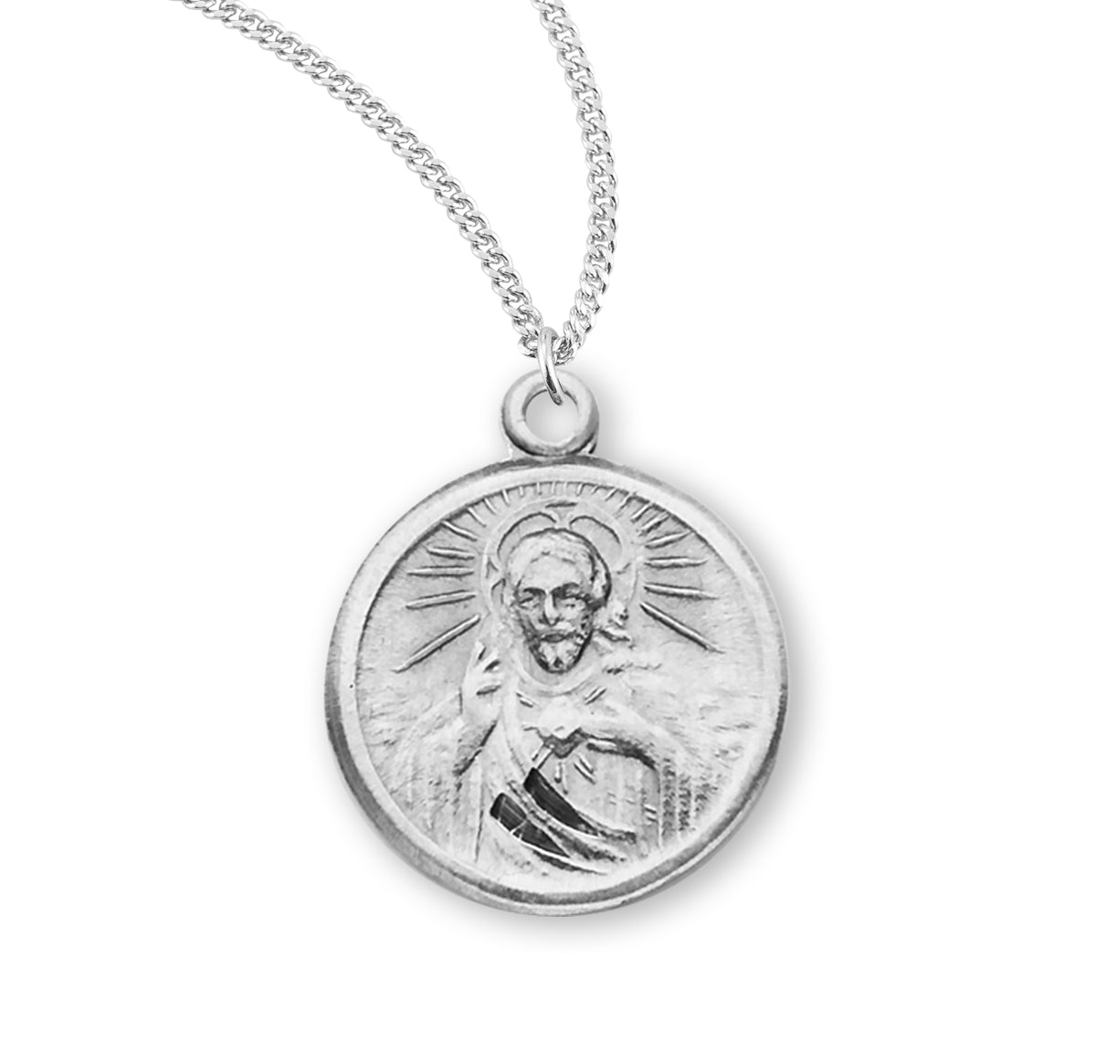 Sterling Silver Scapular Sacred Heart of Jesus Double Sided Medal Pend