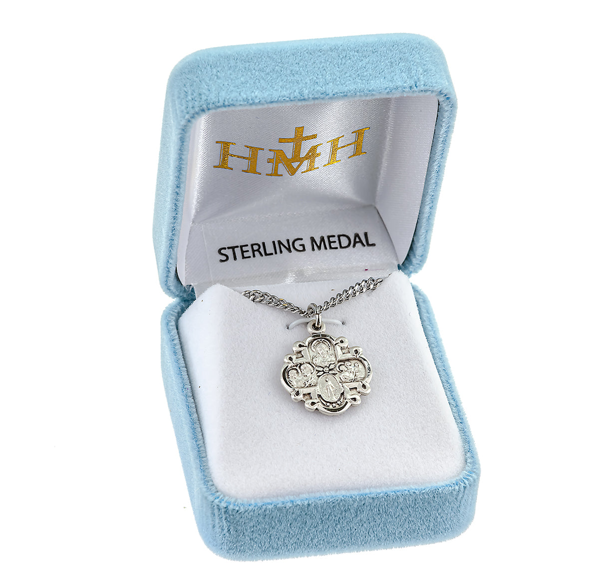 Sterling Silver 4-Way Cross Medal Pendant with Chain