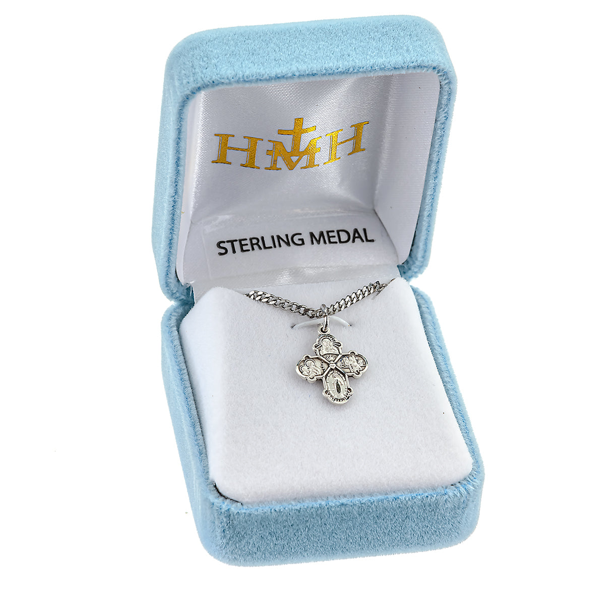 Sterling Silver Four-Way Medal Pendant with Chain