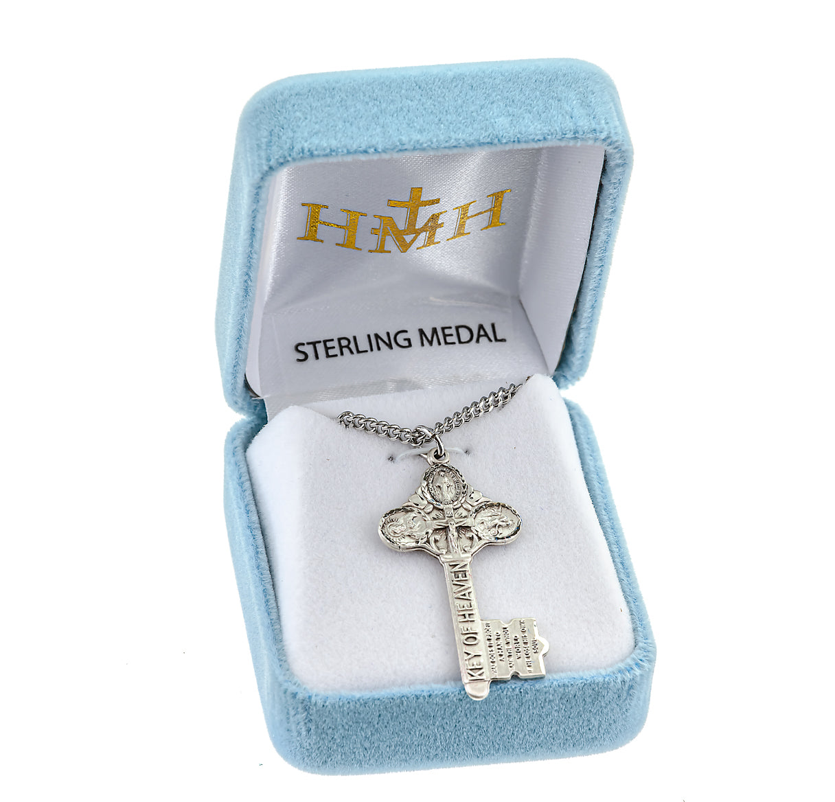 Sterling Silver Key of Heaven Medal Pendant with Chain