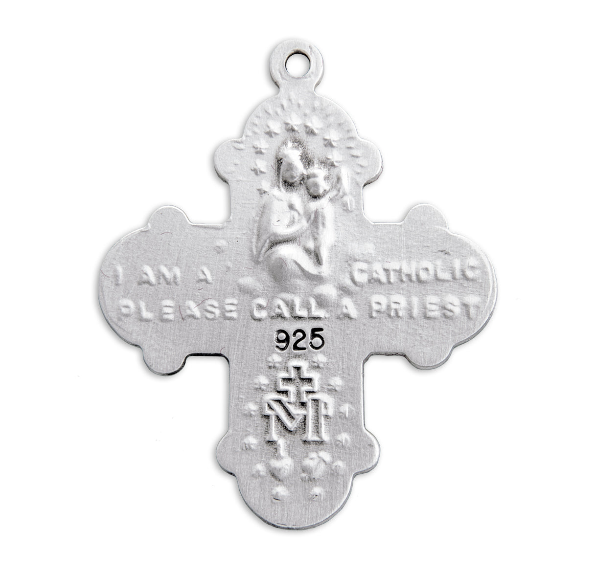 Sterling Silver 4-Way Cross Medal Pendant with Chain
