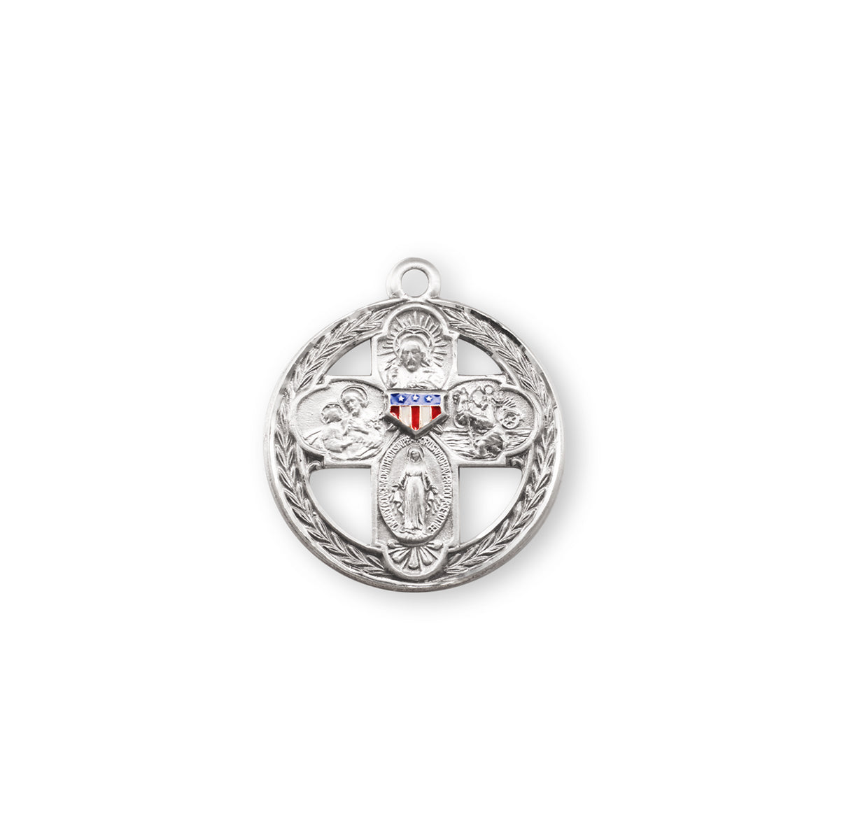 Sterling Silver Enameled Military 4-Way Cross