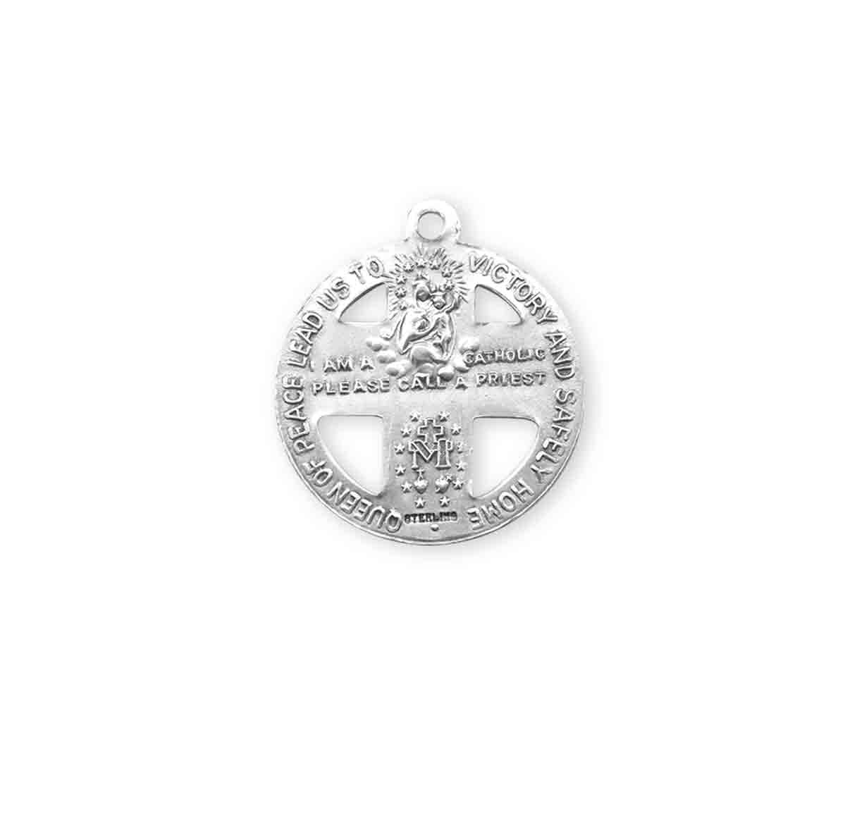 Sterling Silver Enameled Military 4-Way Cross